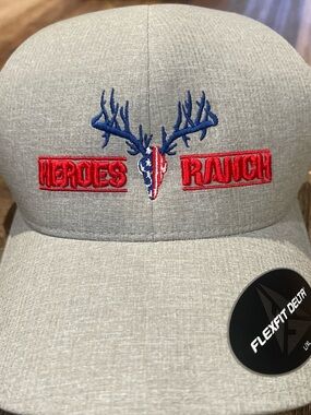 Heroes Ranch Embroidered Antler Cap - Gray with Red & Blue
